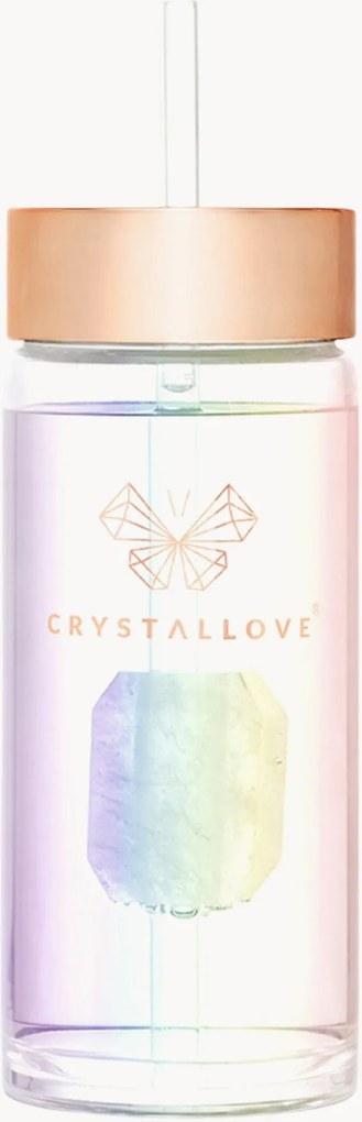 Garrafa de água com palhinha de quartzo transparente Hologram Crystallove