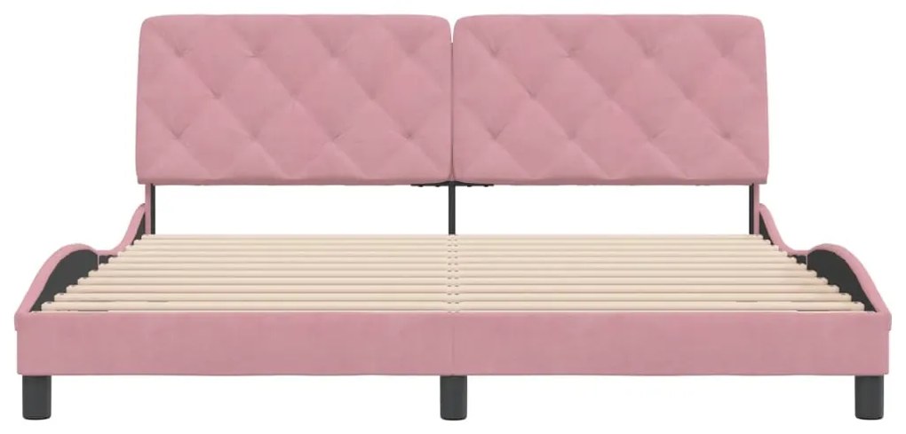 Estrutura de cama c/ cabeceira 180x200 cm veludo rosa