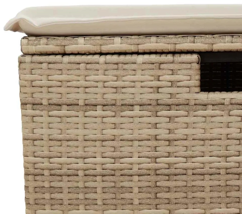 4 pcs conjunto de sofás para jardim c/ almofadões vime PE bege