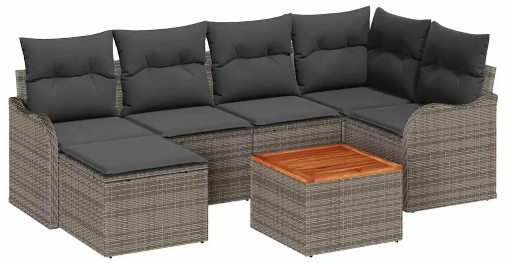 Conjunto de Sofás de Jardim com 7 peças e almofadas em rattan sintétic