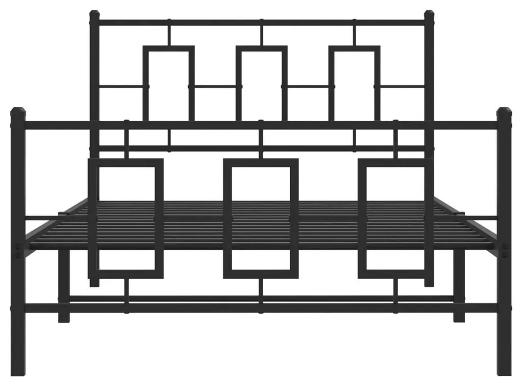 Estrutura de cama com cabeceira e pés 107x203 cm metal preto