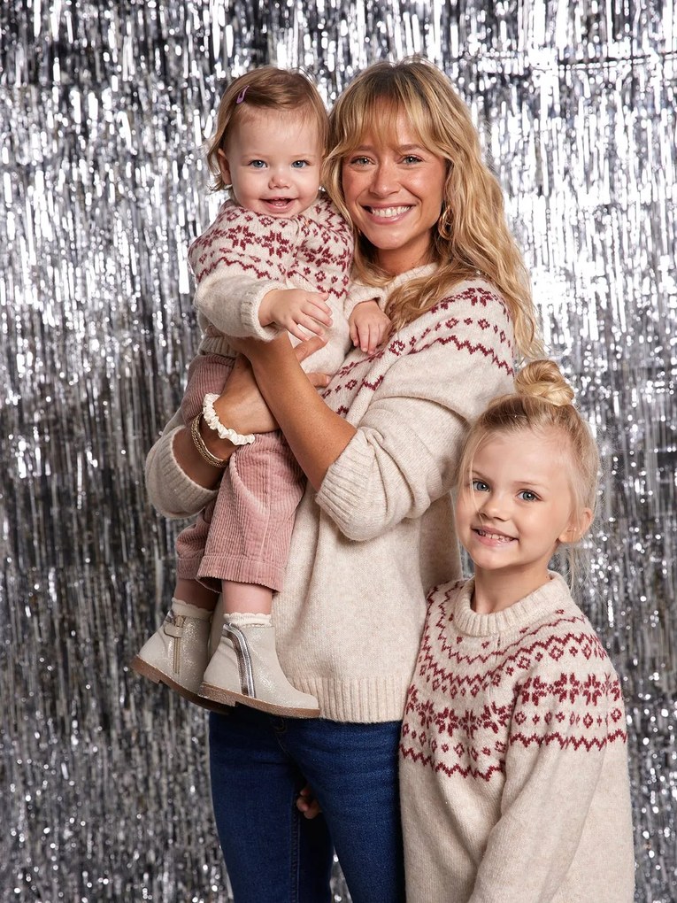 Camisola de Natal jacquard cápsula família, para mulher cru