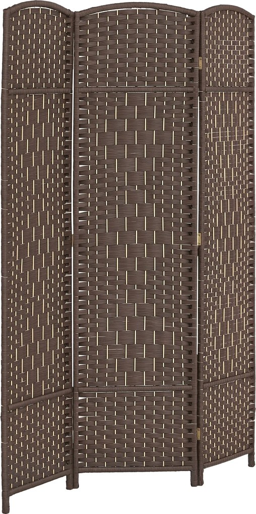 Biombo interior de madeira com 3 painéis, divisória dobrável para sala ou quarto, 135 x 180 cm, castanho