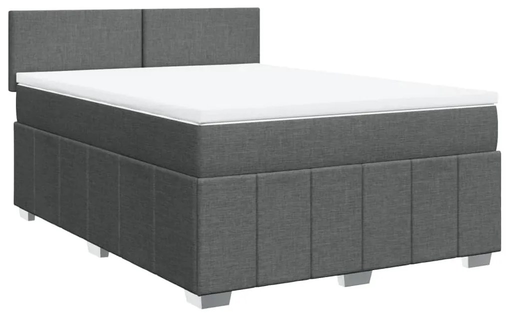 Cama com molas/colchão 160x200 cm tecido cinzento-escuro