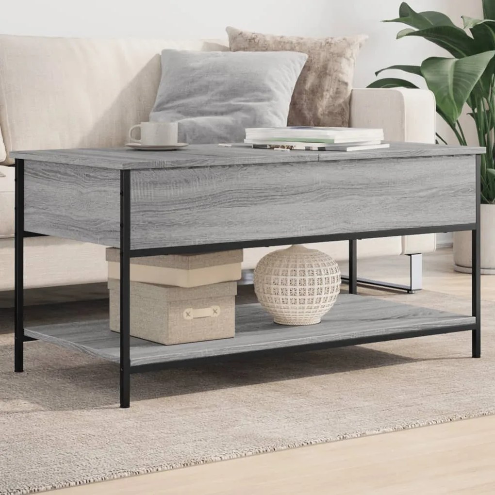 vidaXL Mesa de centro 100x50x50cm deriv. madeira/metal cinzento sonoma