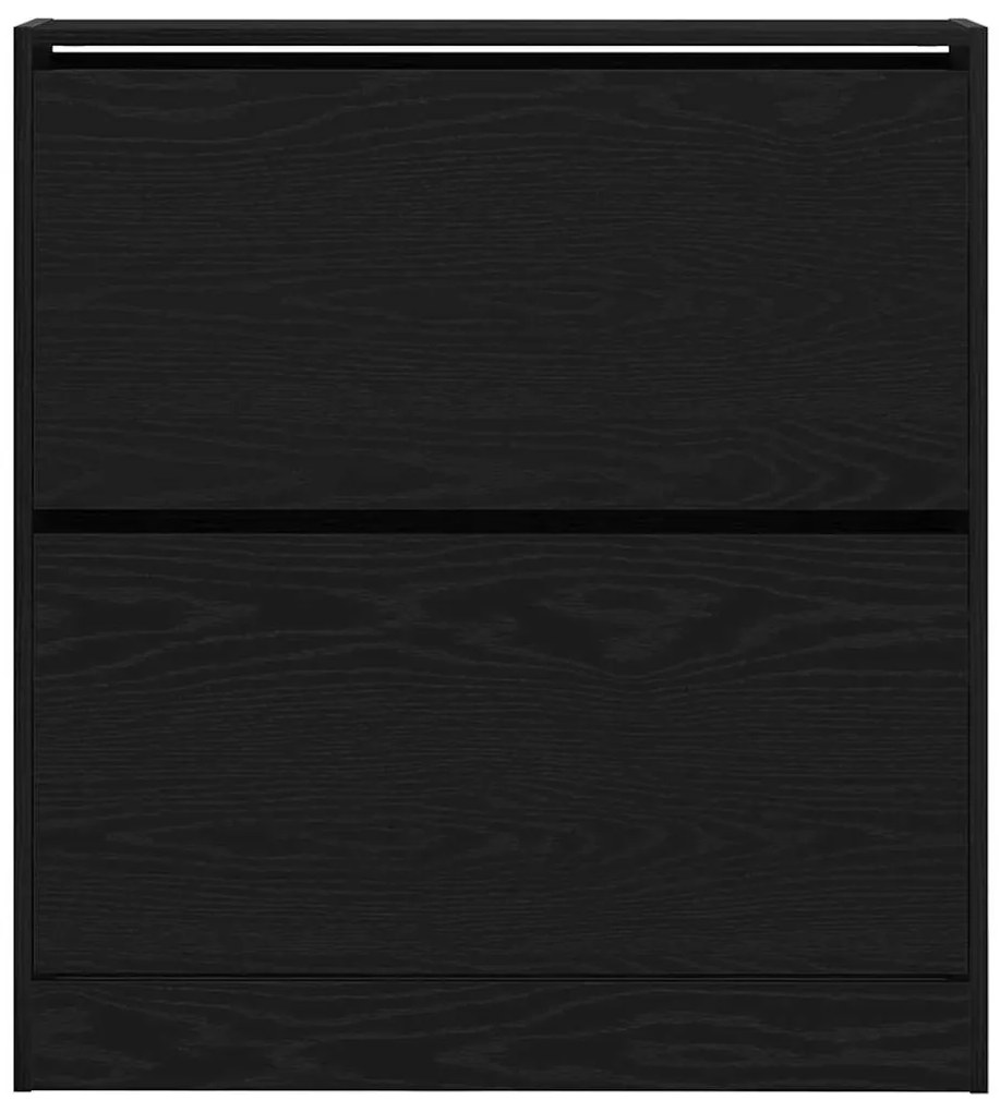 Armário de Sapatos vidaXL com Gaveta Flip Carvalho Preto 80x21x87,5 cm