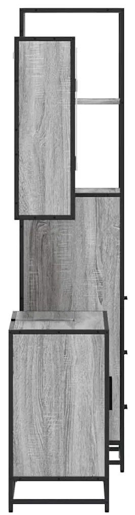 3 pcs Conjunto móveis casa de banho madeira proc. cinza sonoma