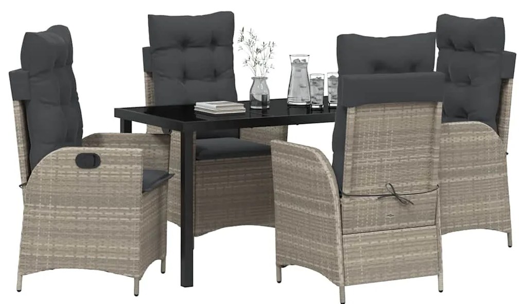 Conjunto de Jantar de Jardim de 5 Peças com Almofadas Cinza Claro em R