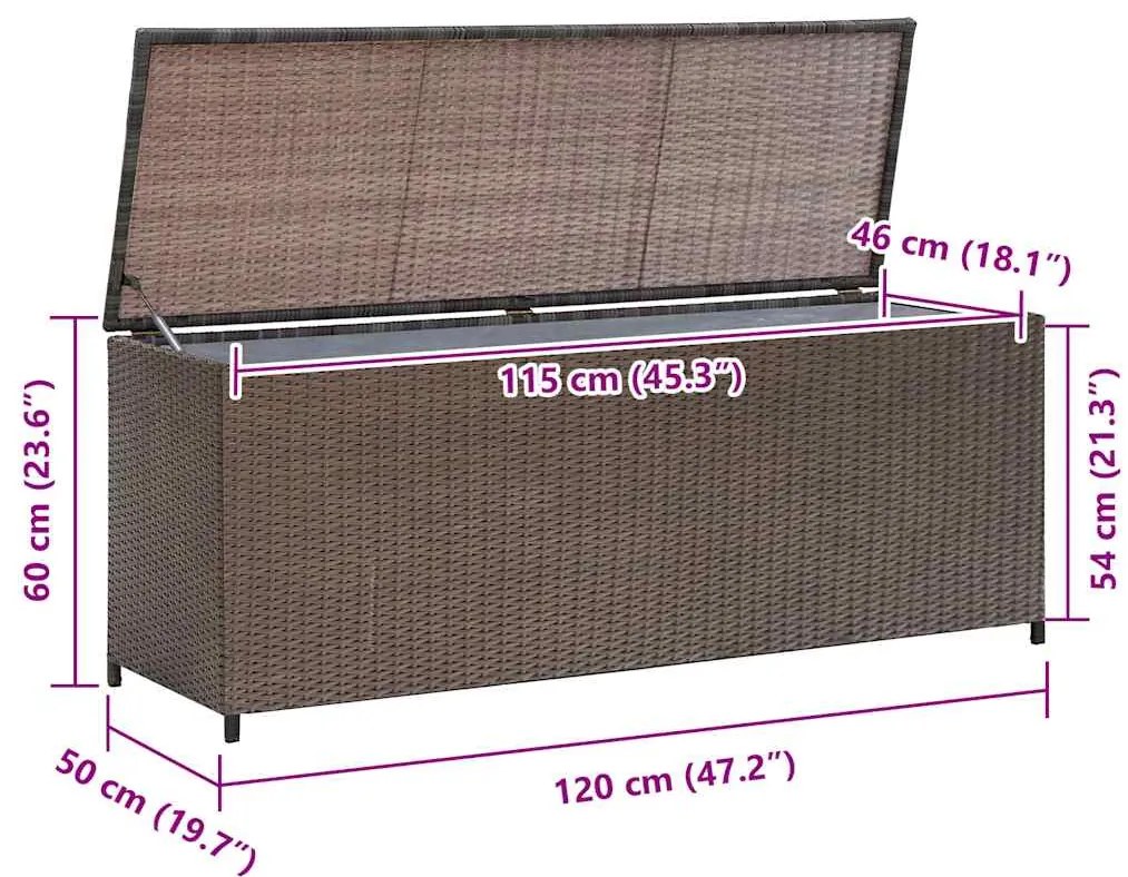 Caixa de arrumação para jardim 120x50x60 cm vime PE castanho