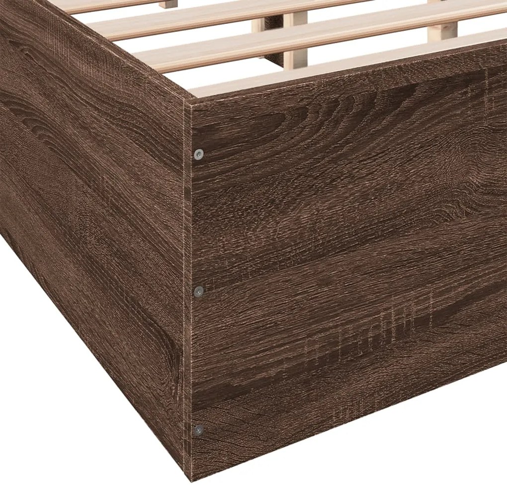 Estrutura de cama 150x200cm derivados madeira carvalho castanho