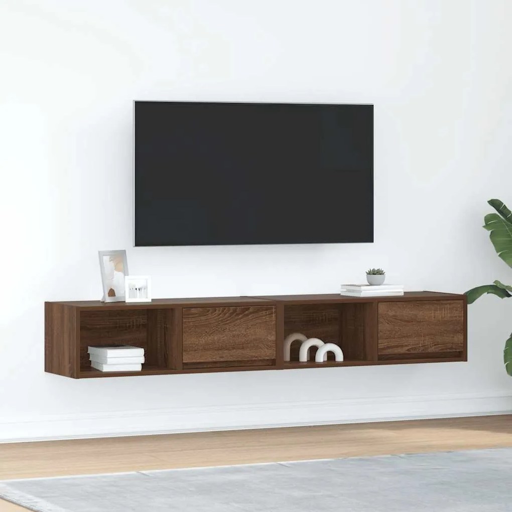 vidaXL Móveis de TV 2pcs 80x31x25,5cm deriv. madeira carvalho castanho