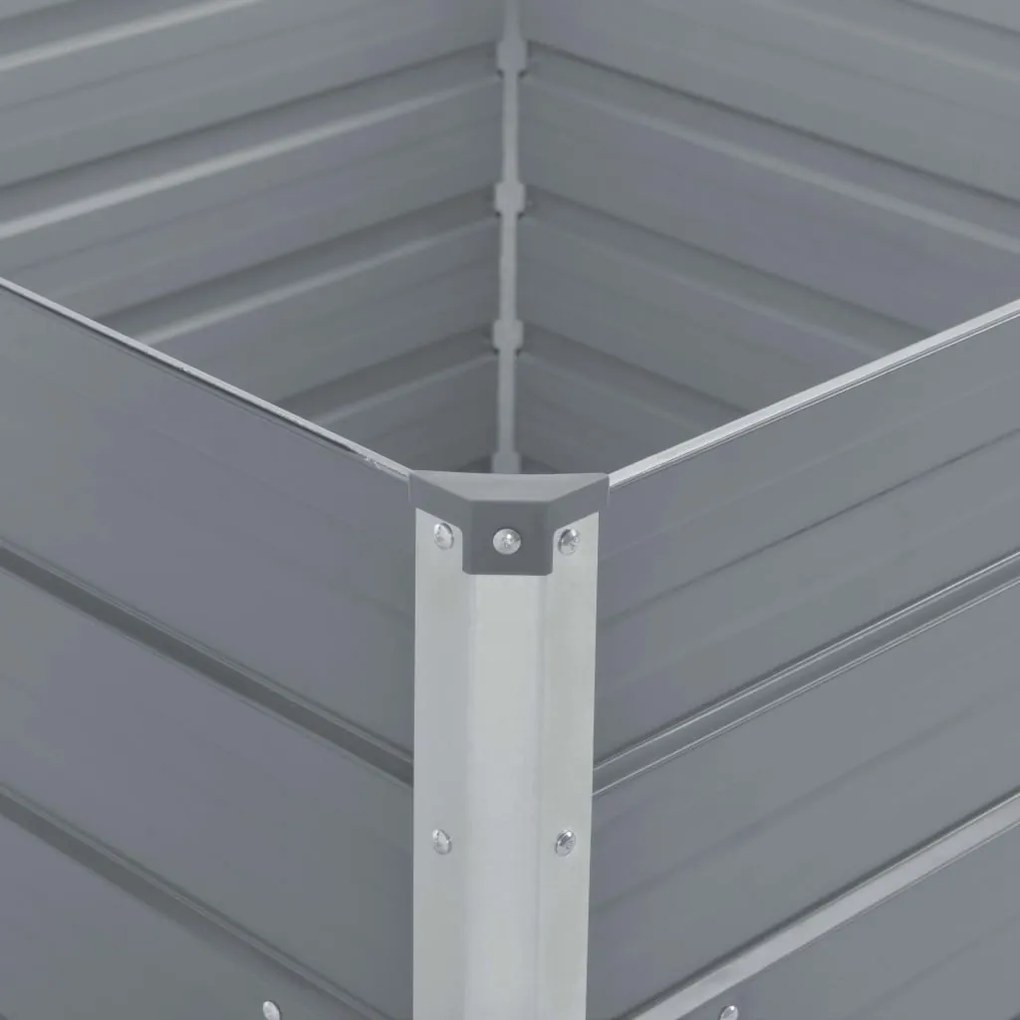 Canteiro jardim elevado 100x100x45 cm aço galvanizado cinzento