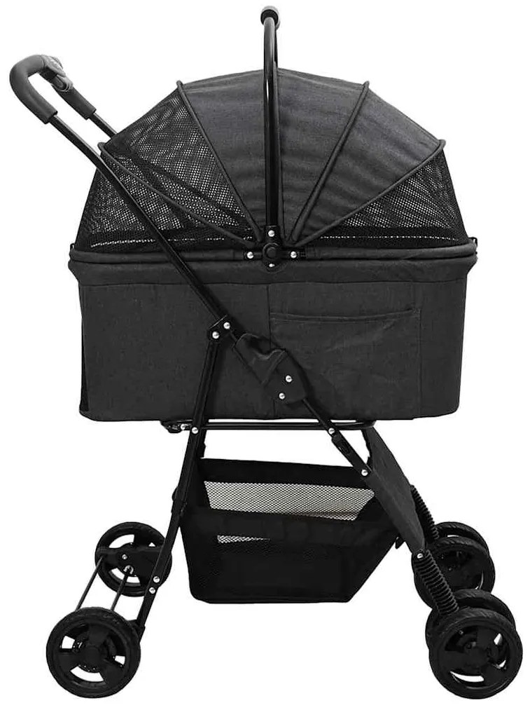 Carrinho de Pet Dobrável Preto 81 x 47 x 99 cm Tecido Oxford