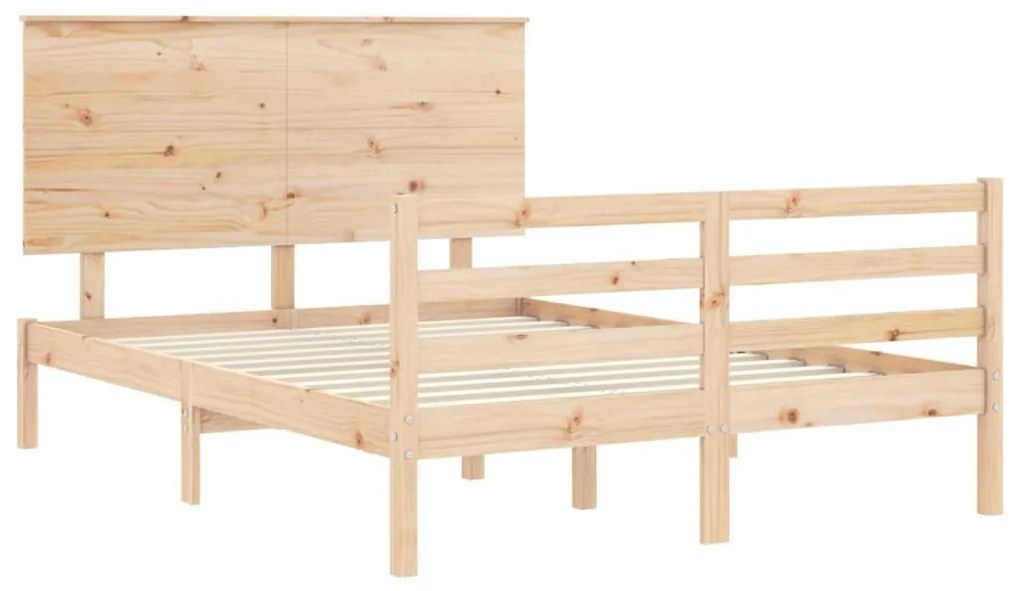 Estrutura de cama com cabeceira 140x200 cm madeira maciça