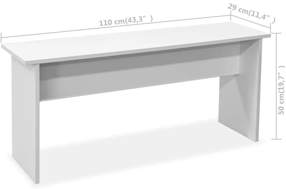 Mesa e bancos de jantar 3 pcs aglomerado branco