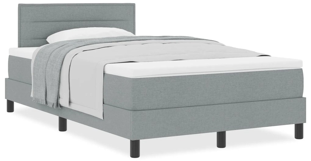 Cama Box Spring com Colchão Cinza Claro 120x200 cm Tecido