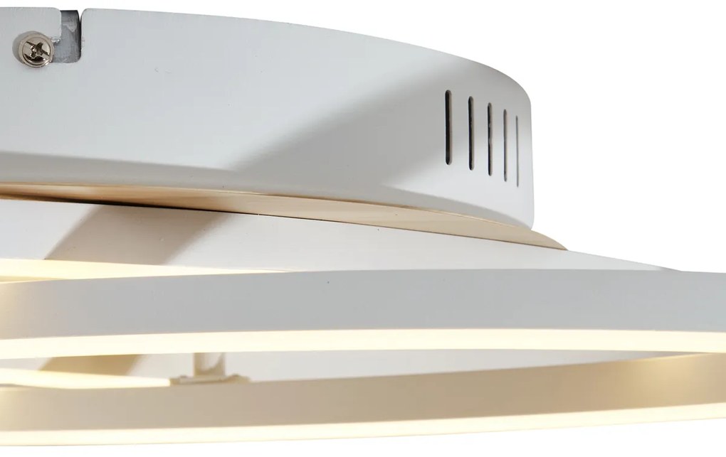 Plafon Branco com Madeira Incl. LED Regulável em 3 Níveis 2-Luzes - Kane Moderno