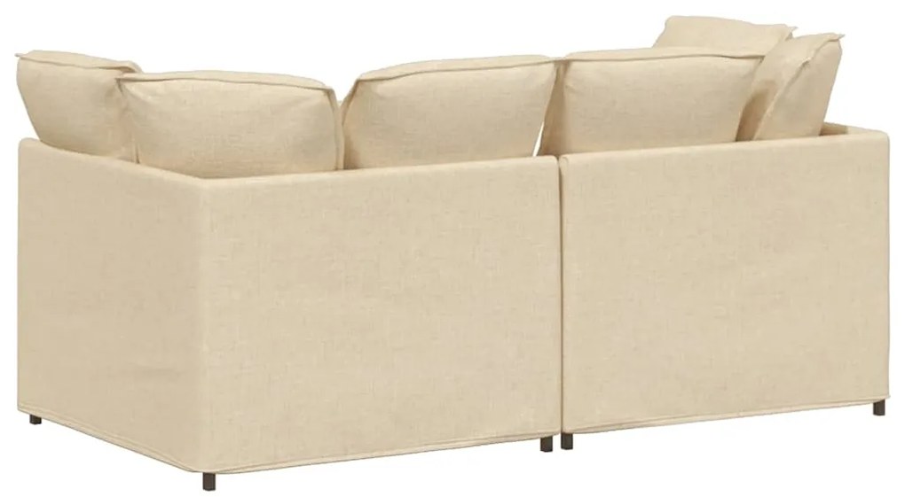 Sofá modular com almofadas tecido creme