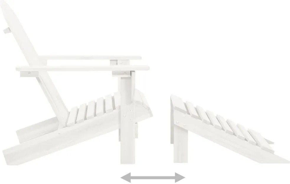 Cadeira de jardim Adirondack c/ otomano e mesa abeto branco