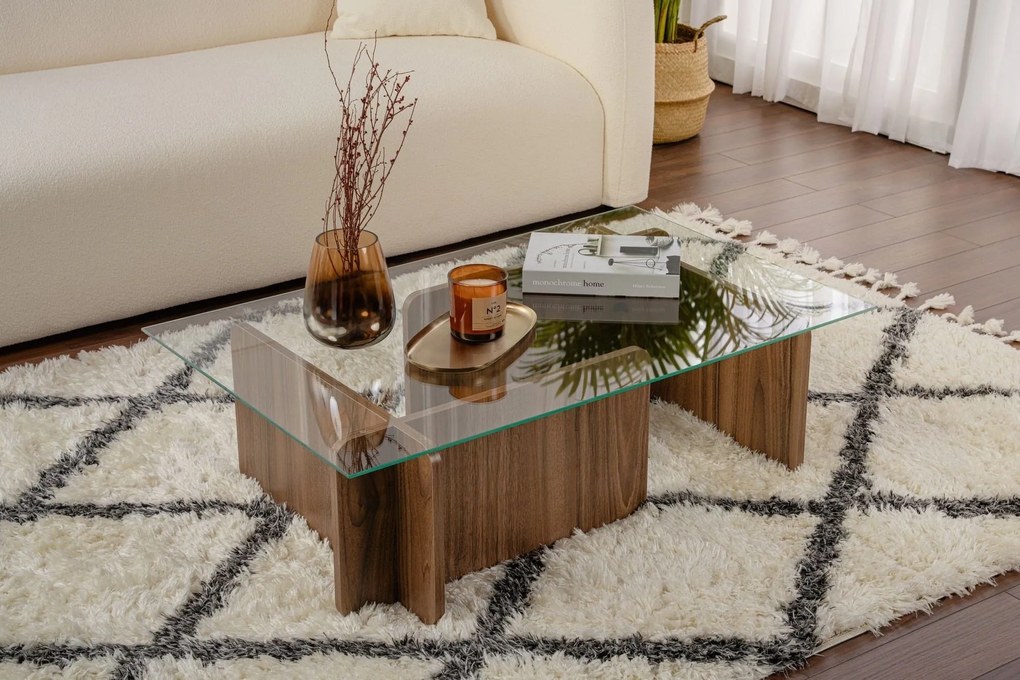 Mesa de Café Flavio - Nogueira - 105cm x 30cm x 65cm
