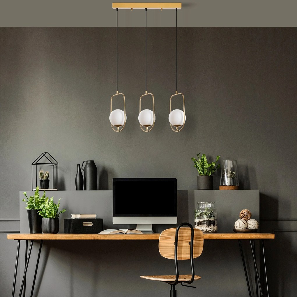 Candeeiro Chandelier Skew – Dourado – 80 cm x 15 cm