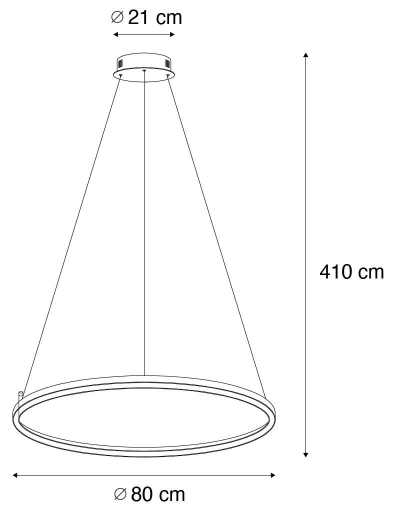 Candeeiro de suspensão preto 80 cm com LED regulável em 3 níveis - Girello Design
