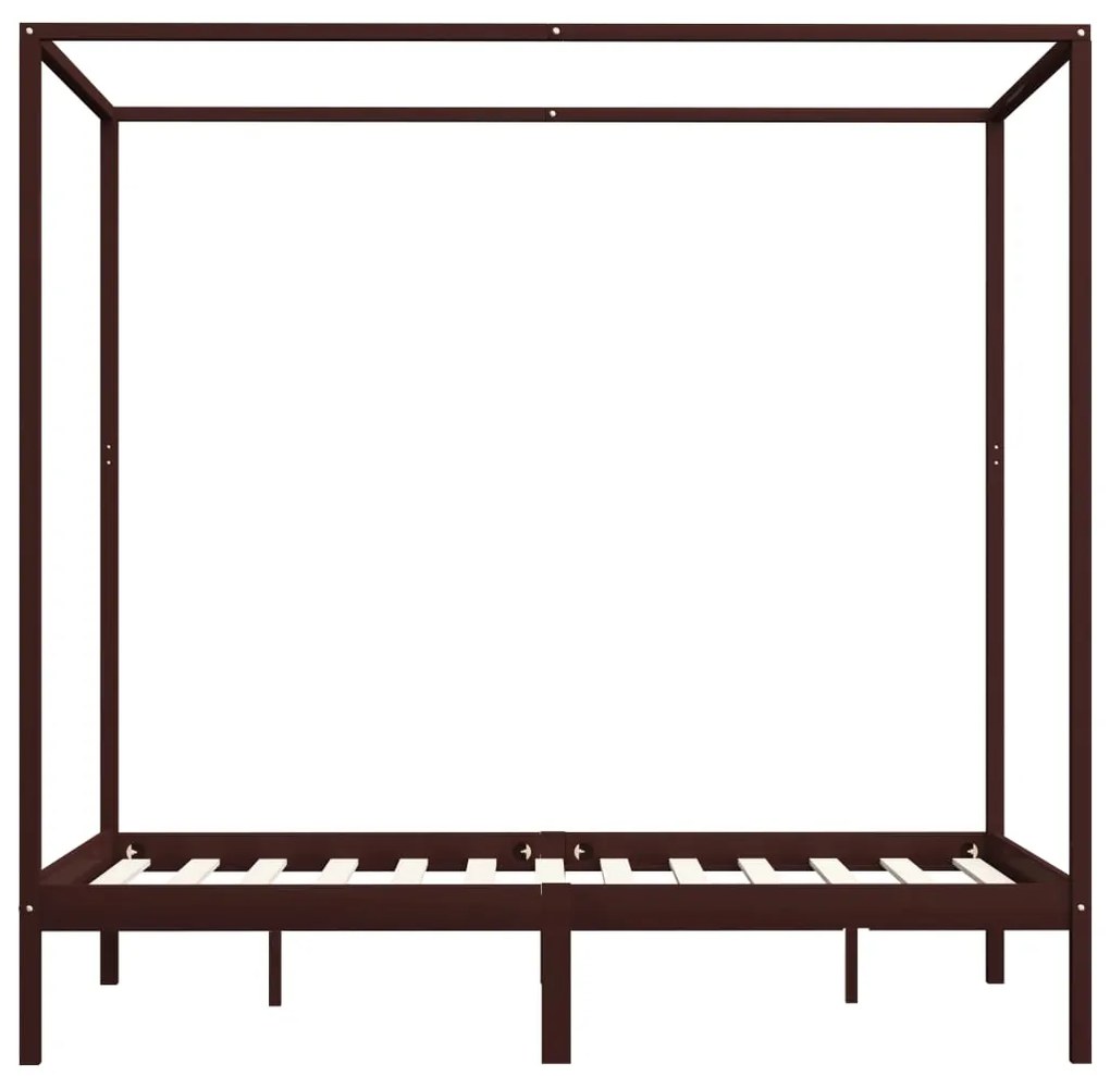 Estrutura cama com toldo 120x200cm pinho maciço castanho-escuro