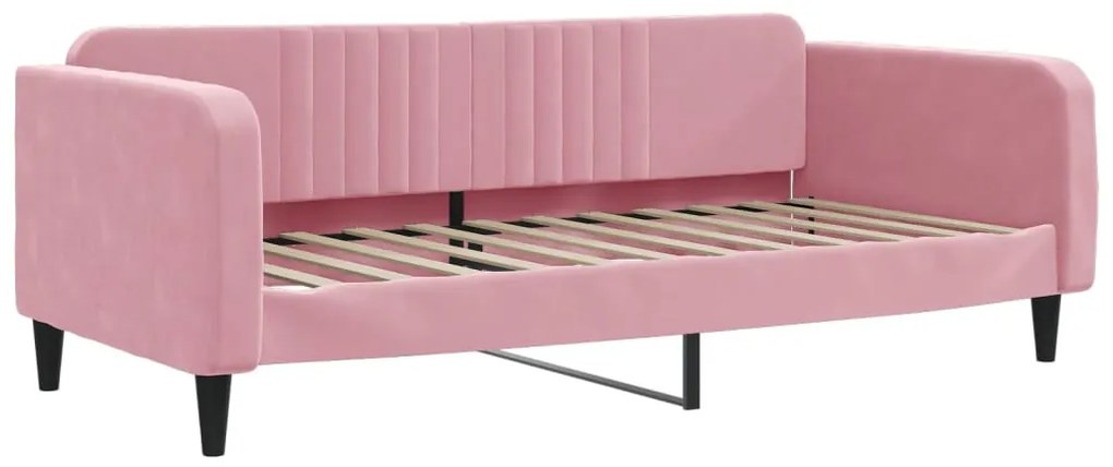 Sofá-cama com colchão 90x200 cm veludo rosa