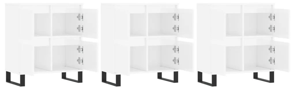 Aparadores 3 pcs derivados de madeira branco brilhante