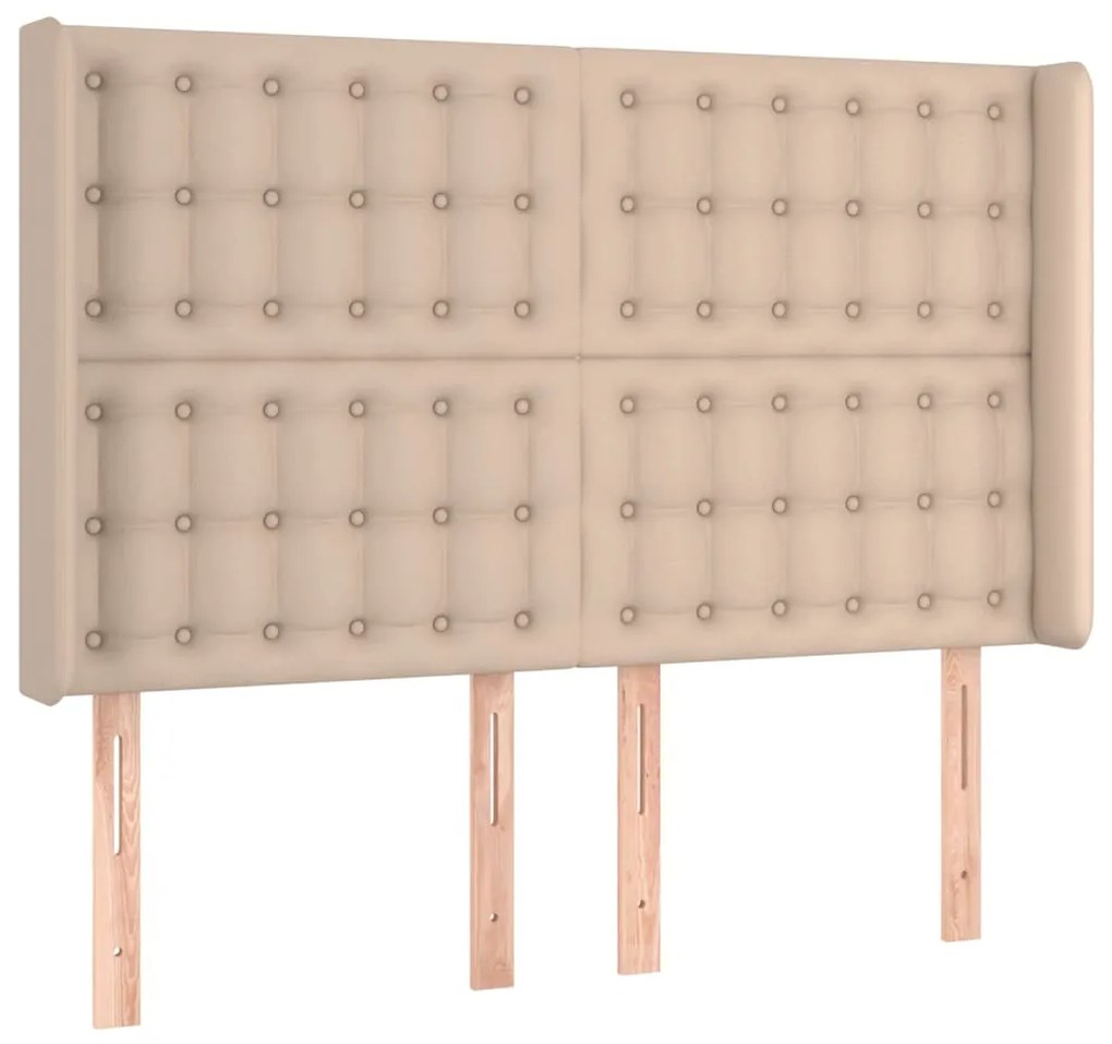 Cabeceira cama c/ LED couro artif. 147x16x118/128 cm cappuccino