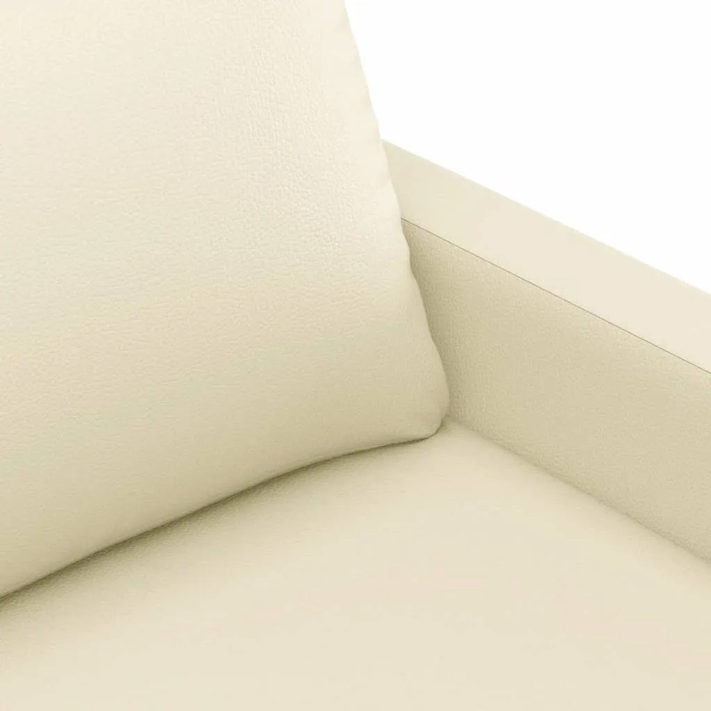 Sofá de 3 lugares 180 cm couro artificial cor creme