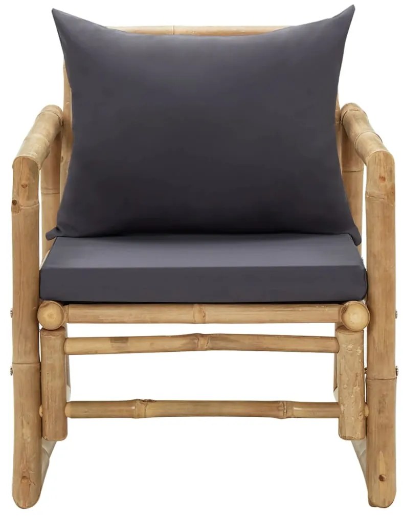 Cadeiras de jardim c/ almofadões 2 pcs bambu