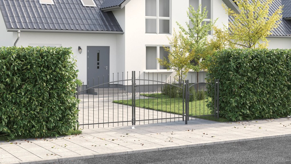 vidaXL Portão de Jardim com Ponta de Lança Preto 100x400 cm Aço