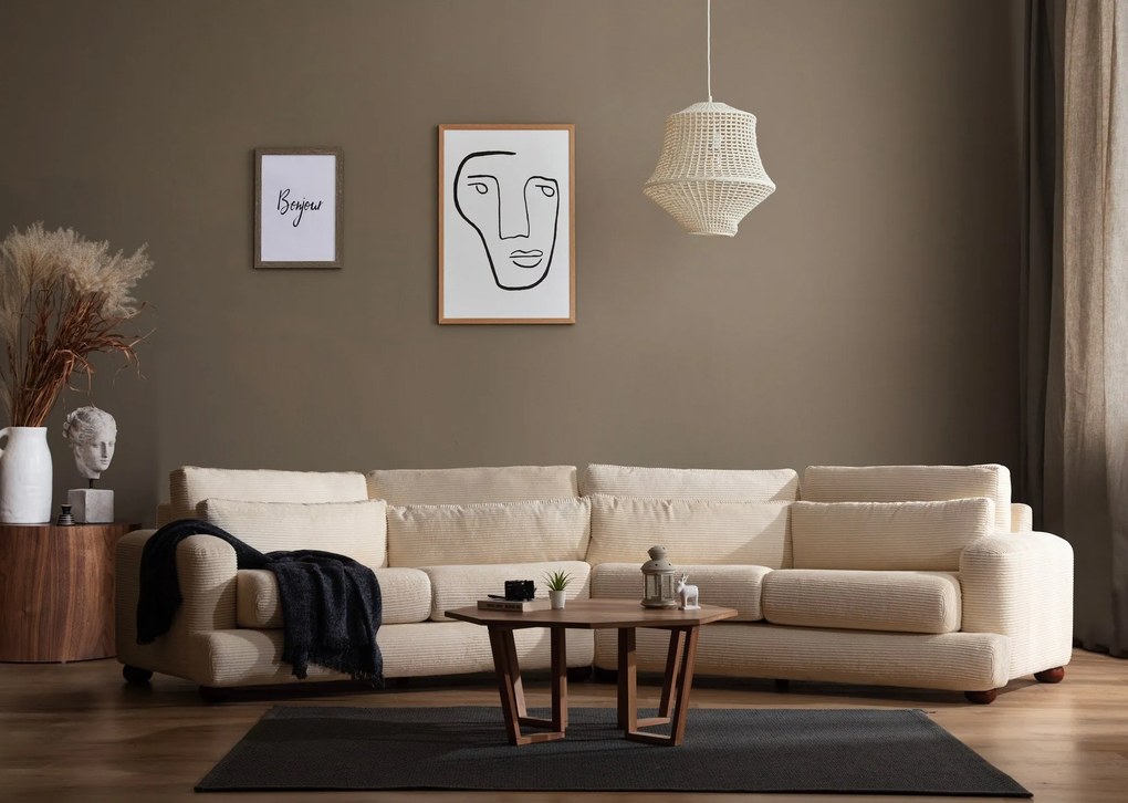 Sofá de 4 Lugares River – Bege – 330 cm x 105 cm x 90 cm