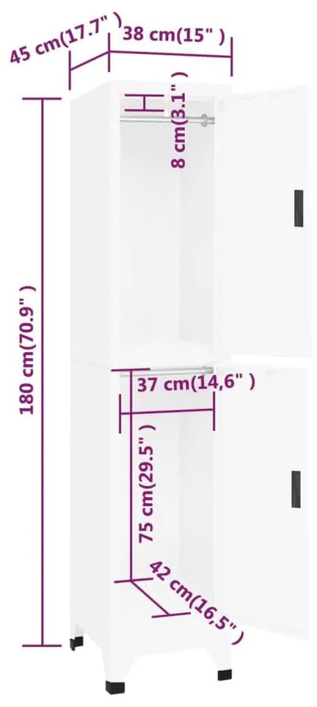 Cacifo 38x45x180 cm aço branco