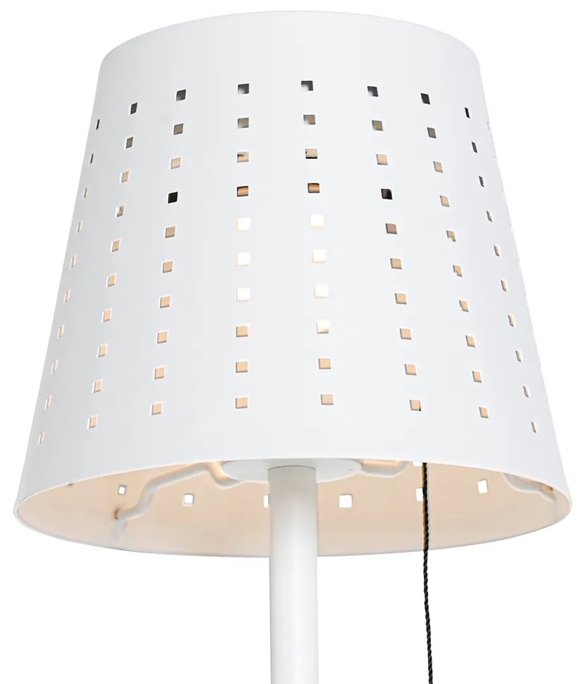 Candeeiro de pé para exterior branco com LED regulável em 3 níveis a energia solar - Ferre Design