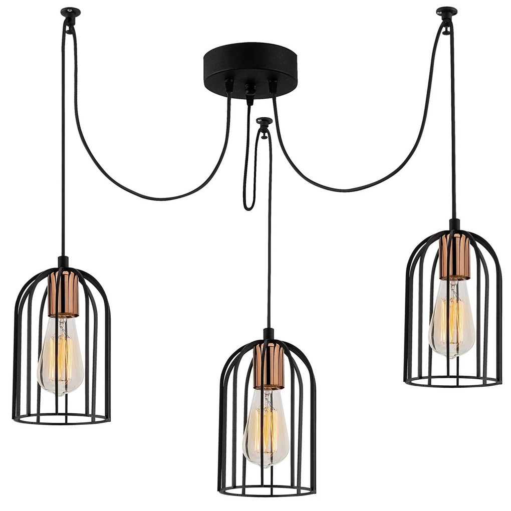 Candeeiro Chandelier Pamukkale – Preto e Bronze – 104 x 14 cm