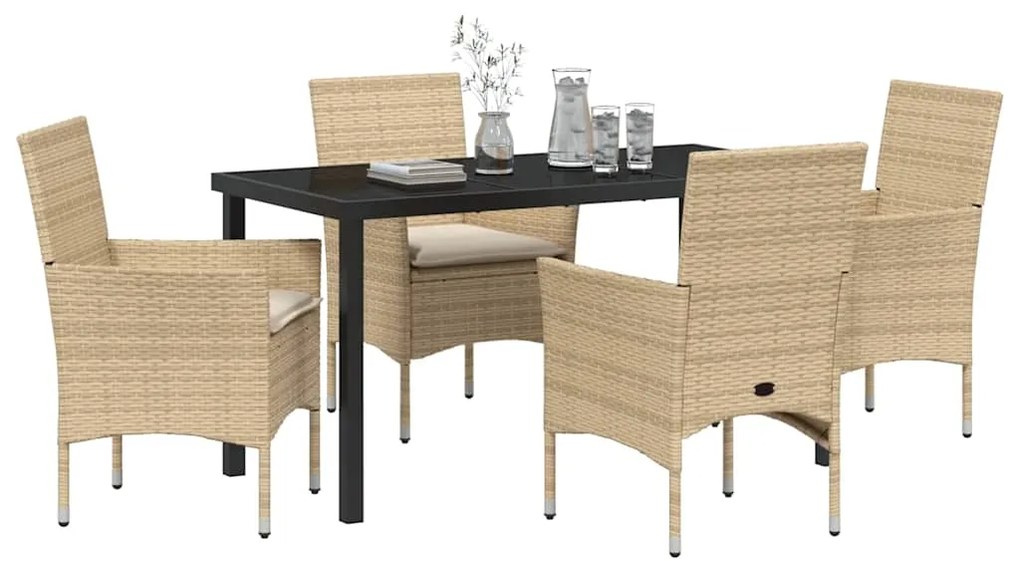 Conjunto de Jantar de Jardim com 5 Peças da , com almofadas bege em ra