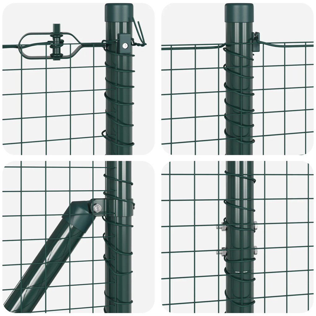 Cerca de Arame Soldado com 13 Postes Flangados Verde 1,6x25 m Aço