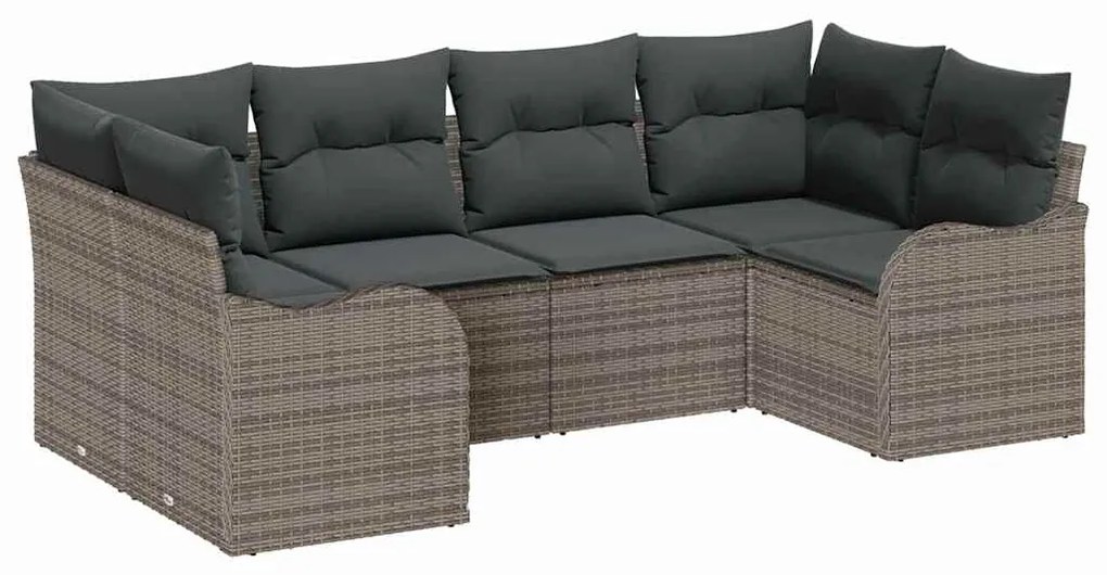 Conjunto de Sofá de Jardim vidaXL de 6 Peças com Almofadas Cinzento Ra
