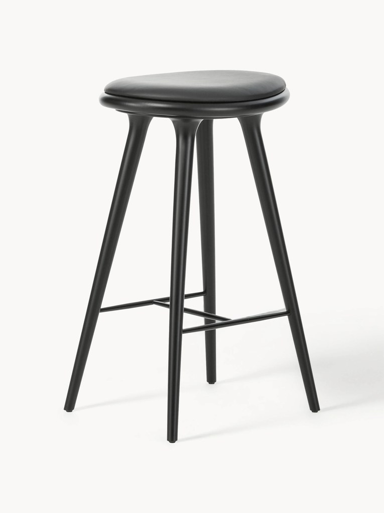 Banco de balcão em madeira de faia e couro High Stool