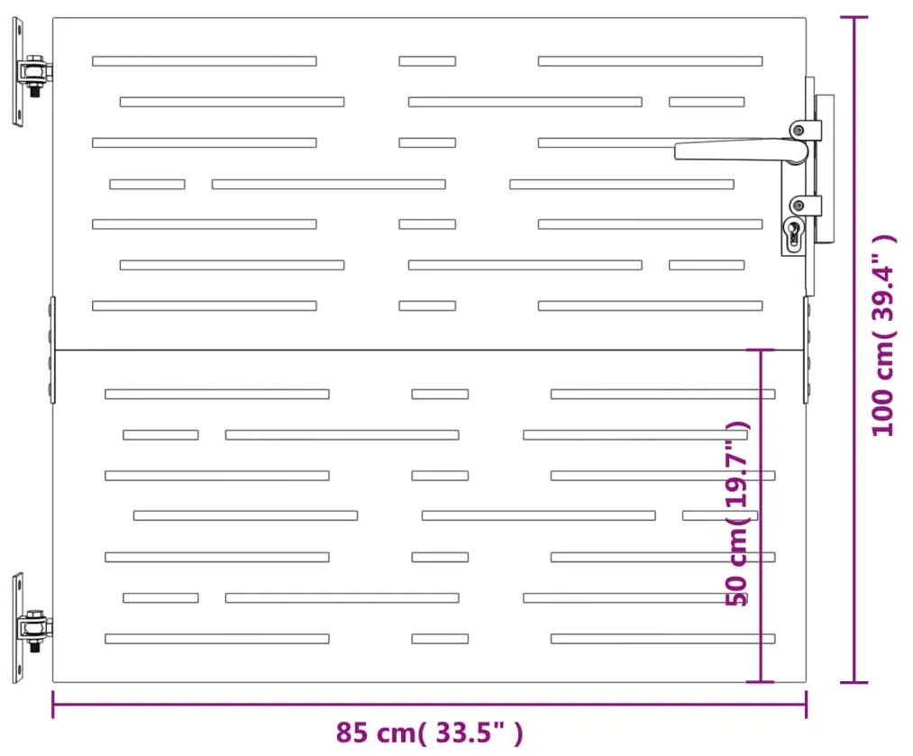 Portão de jardim 85x100 cm aço corten design quadrados