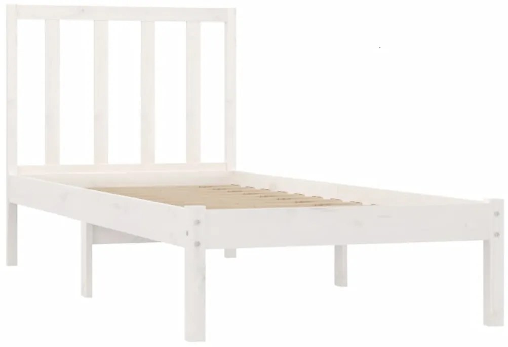 Estrutura de cama solteiro 90x190 cm pinho maciço branco