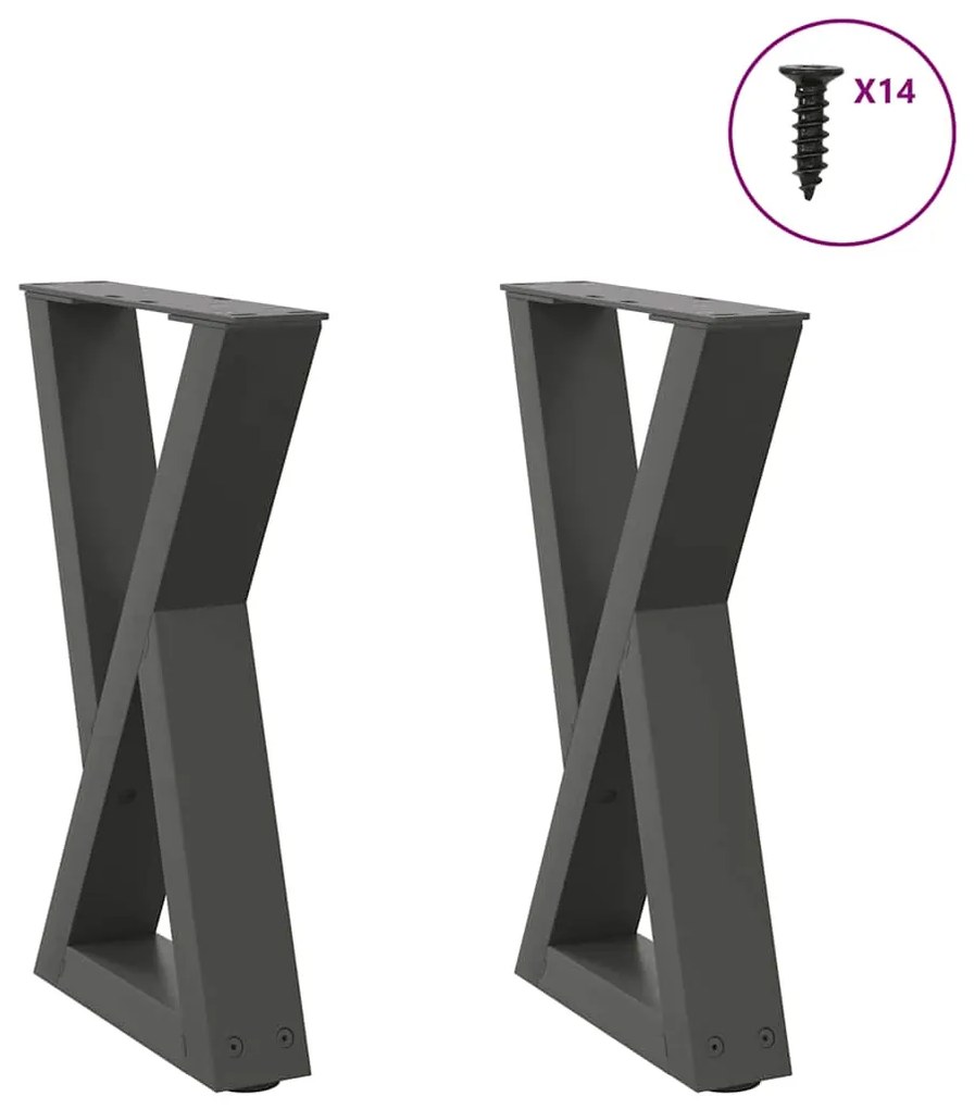 vidaXL Pés para mesa de centro 2 peças antracite 28x(42-43,3) cm aço
