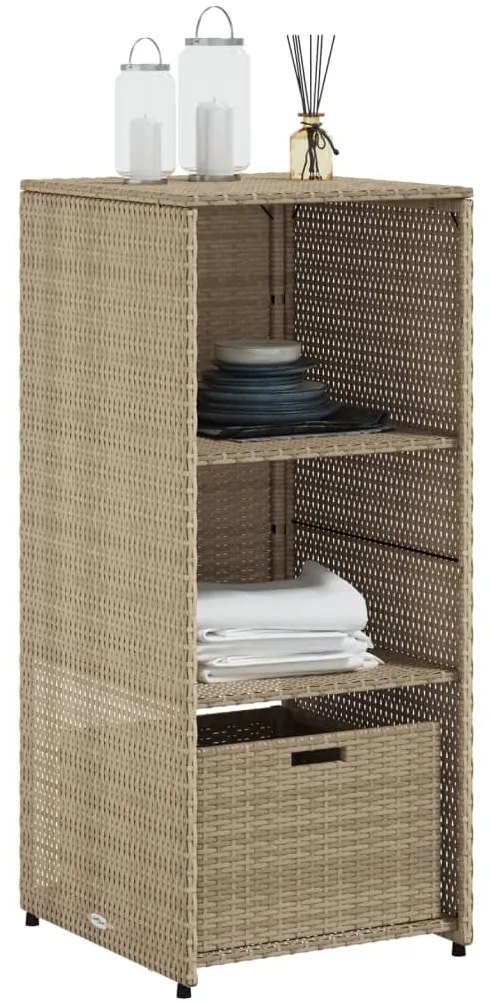 Armário de arrumação para jardim 50x55x115 cm vime PE bege