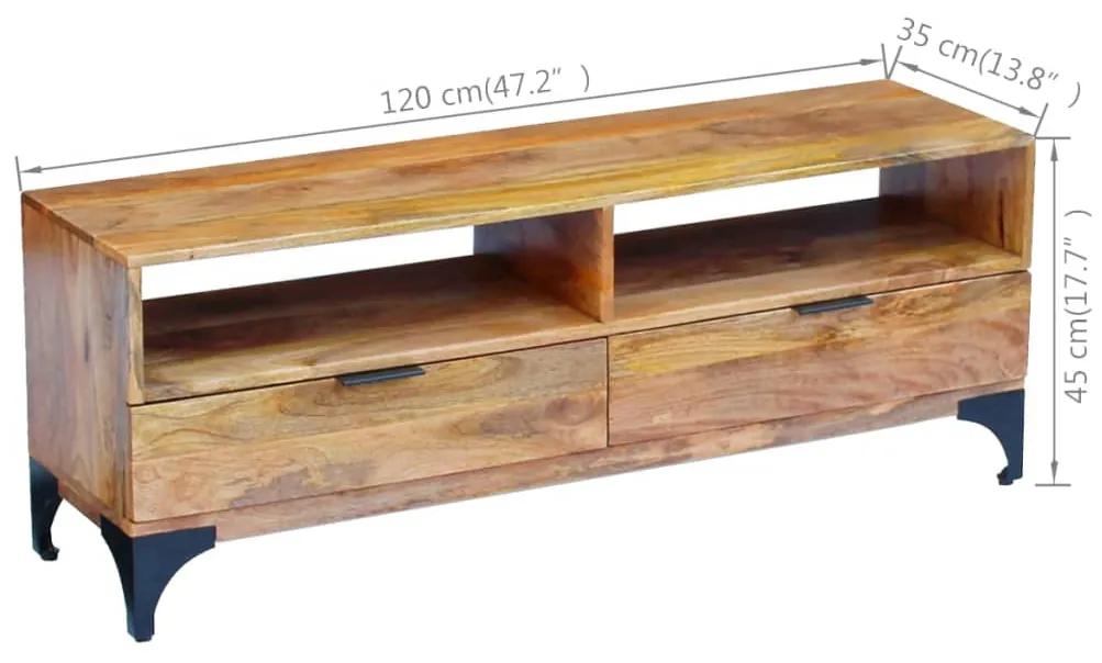 Móvel de TV madeira de mangueira 120x35x45 cm