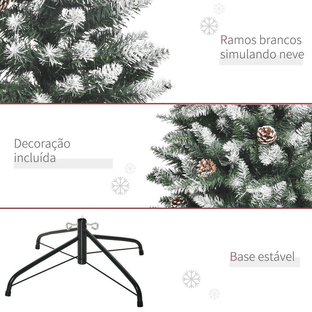 HOMCOM Árvore de Natal Artificial Ø69x150cm com 464 Ramas e 28 Pinhas