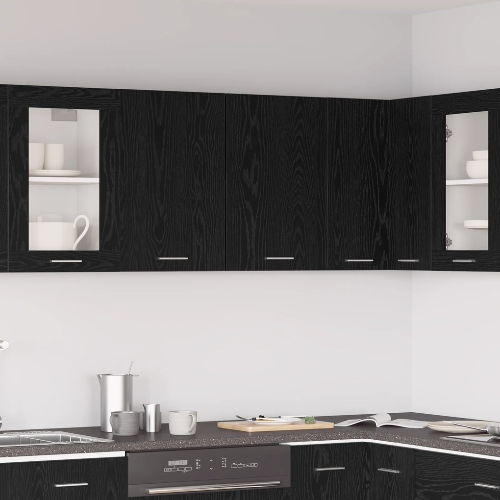 vidaXL Armário Suspenso em Carvalho Preto - 80x31x60 cm - Feito de Madeira Ingenheirada