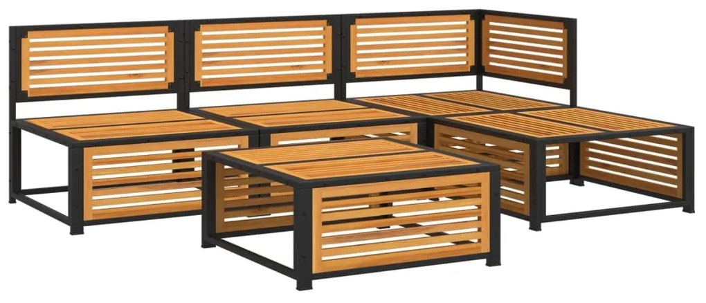 5 pcs conjunto de sofás de jardim com almofadões acácia maciça