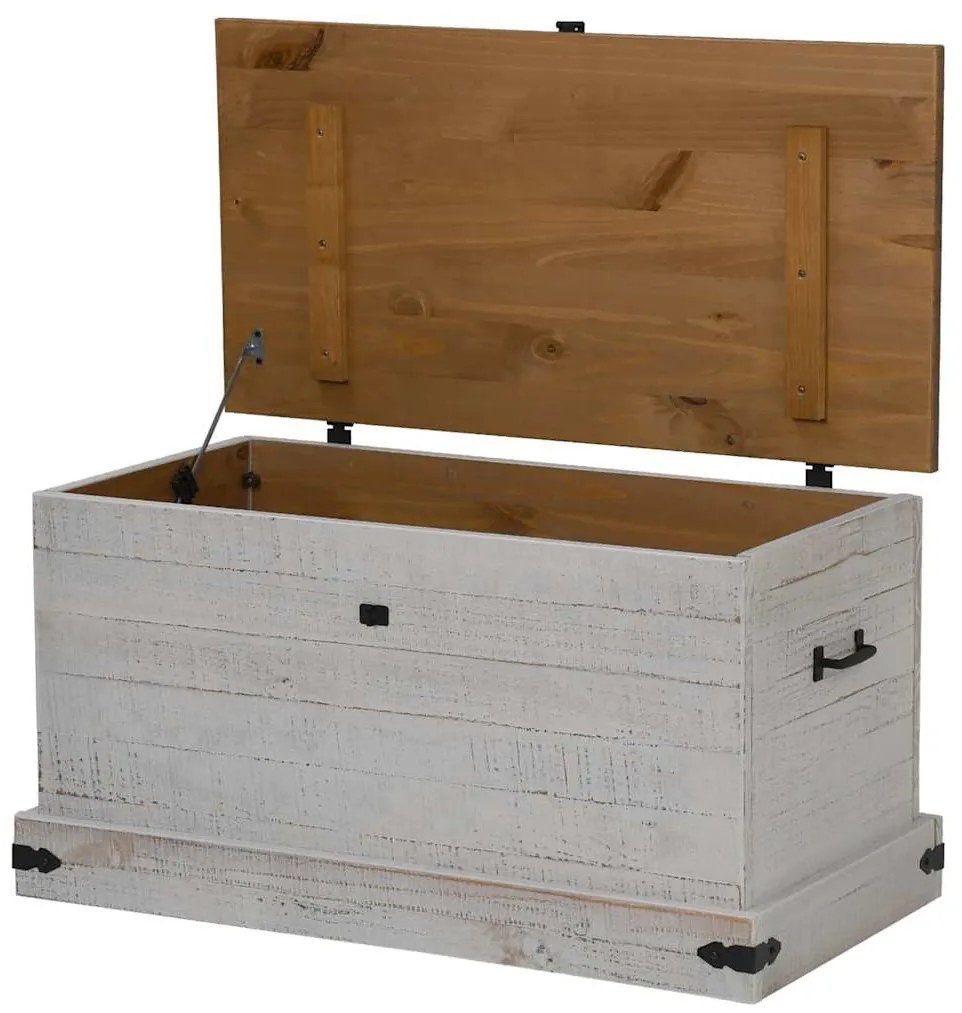 Caixa de arrumação HALDEN 91x48x47 cm pinho maciço branco